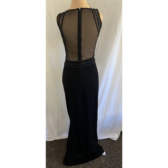 Tadashi Shoji Black Mesh Panel Evening Gown Elegant Formal Dress S - Picture 14 of 16